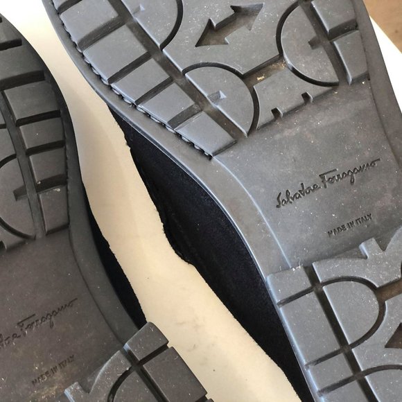 Men Ferragamo black suede shoes